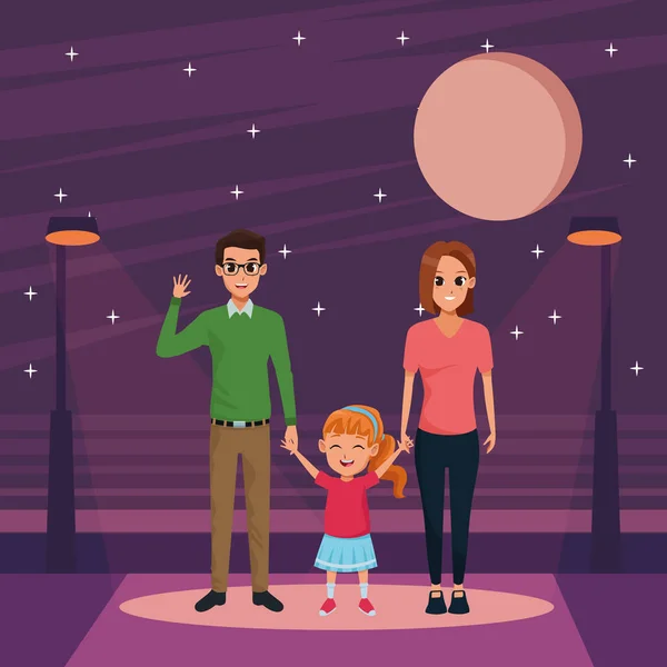 Família pais e crianças desenhos animados —  Vetores de Stock