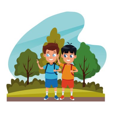 çocukluk sevimli okul öğrencileri karikatür