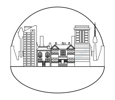 Kentsel binalar ve şehir mimarisi siyah beyaz