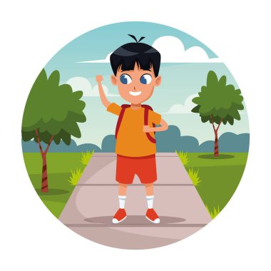 Sırt çantası karikatür ile Okul çocuk