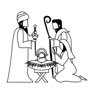 siyah beyaz neşeli noel doğuş hıristiyan karikatür