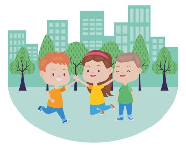 Sevimli mutlu çocuklar eğleniyor