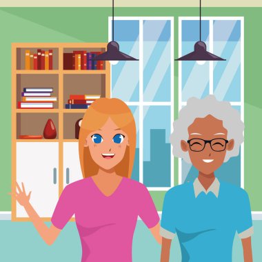 Aile yetişkin kızı yaşlı anne bakımı