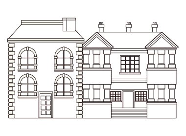 Kentsel binalar ve şehir mimarisi siyah beyaz