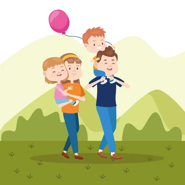 Familie ouders en kinder cartoons — Stockvector