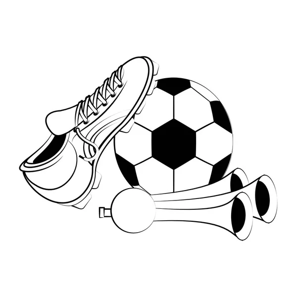 Fútbol fútbol deporte concepto de juego en blanco y negro — Vector de stock