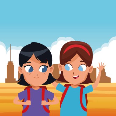 çocukluk sevimli öğrenciler kız karikatür