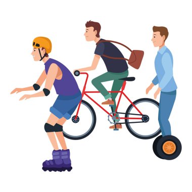 Bisiklet scooter ve paten ile sürme İnsanlar