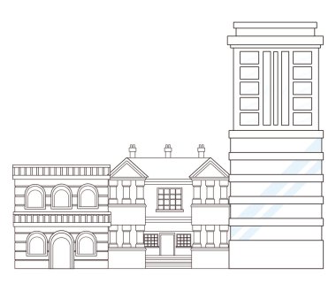 Kentsel binalar ve şehir mimarisi siyah beyaz