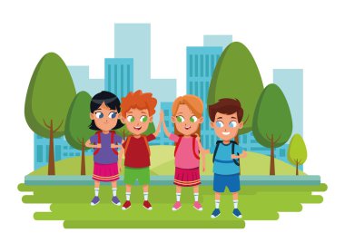 çocukluk sevimli okul öğrencileri karikatür