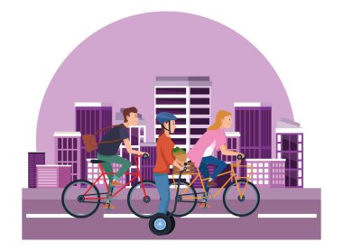 Bisiklet ve elektrikli scooter kullanan lar