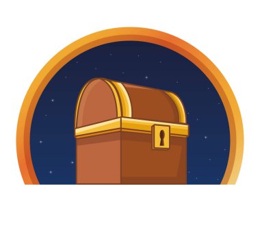 Gece yuvarlak amblem antika ahşap göğüs