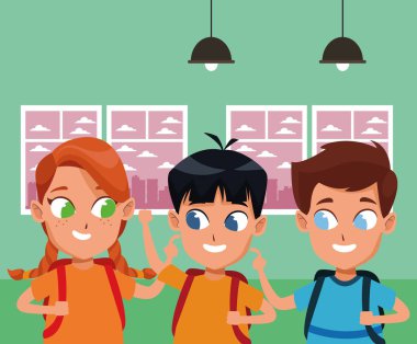 çocukluk sevimli okul öğrencileri karikatür