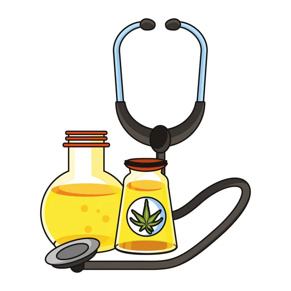 Cannabis martihuana sativa cáñamo dibujos animados — Vector de stock