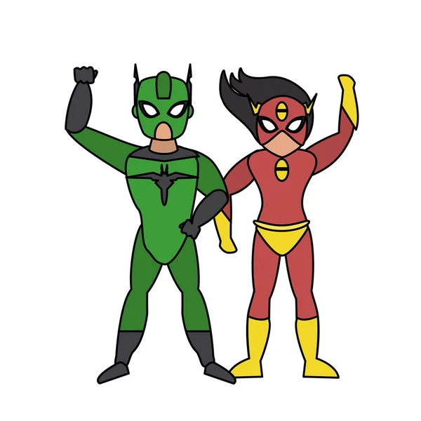 Super héroes cómic retro dibujos animados — Vector de stock