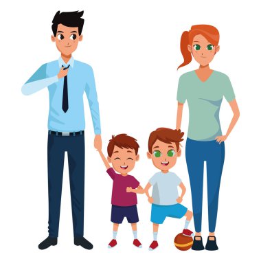 Aile bireyleri ve çocuk karikatürleri
