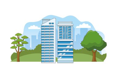 Doğa sahnesinde şehir builsings