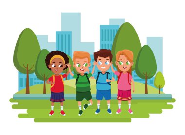 çocukluk sevimli okul öğrencileri karikatür