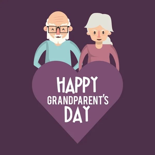 Happy grandparents day card with cartoons — Stock Vector