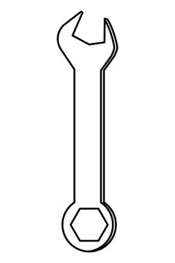 Siyah beyaz izole anahtar inşaat aracı sembolü