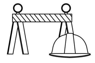 Siyah beyaz inşaat araçları ve ekipmanları karikatürler