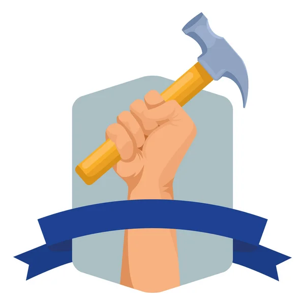 Construction worker hand holding hammer — Stock Vector