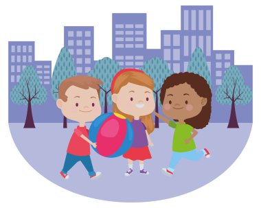 Sevimli mutlu çocuklar eğleniyor