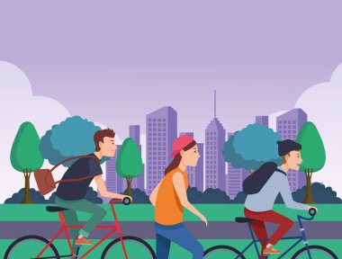 Bisikletve kaykay ile insanlar