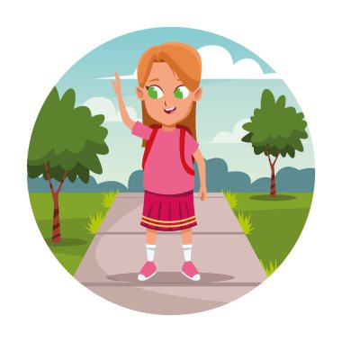 Sırt çantası karikatür ile Okul kız