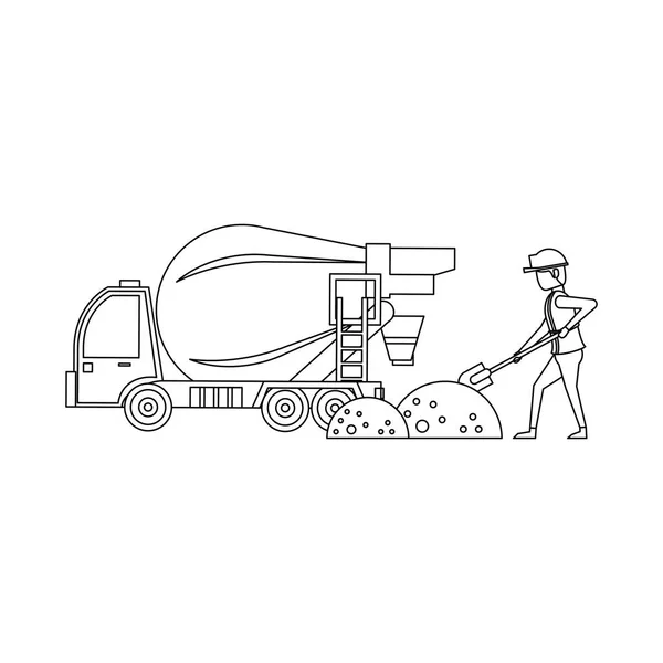 Construction architectural engineering work cartoon in black and white — Stock Vector