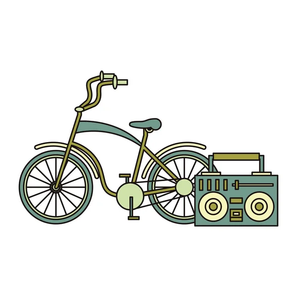 Turisme vintage cykel og stereo – Stock-vektor