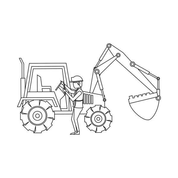 Construction architectural engineering work cartoon in black and white — Stock Vector