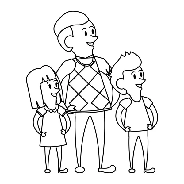 siyah beyaz babalar günü aile kutlama karikatür