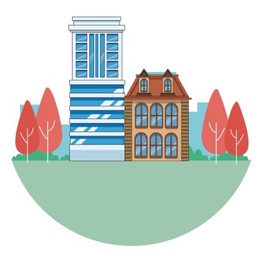 Kentsel binalar ve şehir mimarisi siyah beyaz