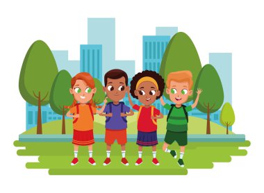 çocukluk sevimli okul öğrencileri karikatür