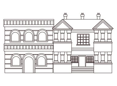 Kentsel binalar ve şehir mimarisi siyah beyaz