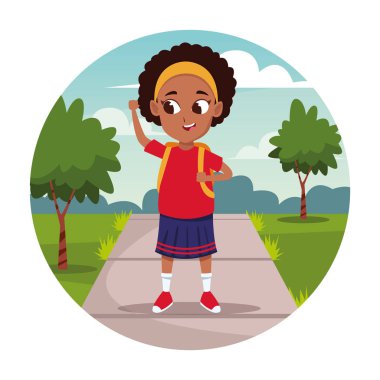 Sırt çantası karikatür ile Okul kız