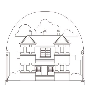 Kentsel bina ve şehir mimarisi siyah beyaz