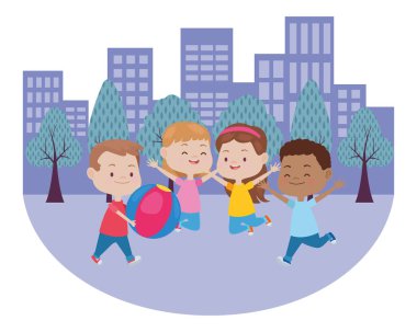 Sevimli mutlu çocuklar eğleniyor