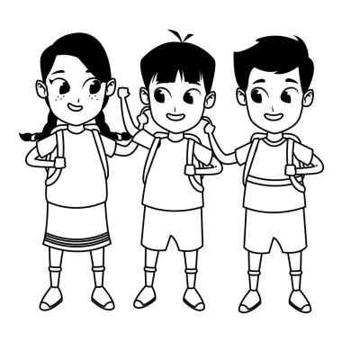 siyah beyaz çocukluk sevimli okul öğrencileri karikatür
