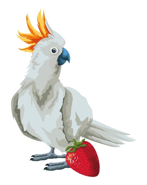 Papegoja vild kakadua ikon tecknad — Stock vektor