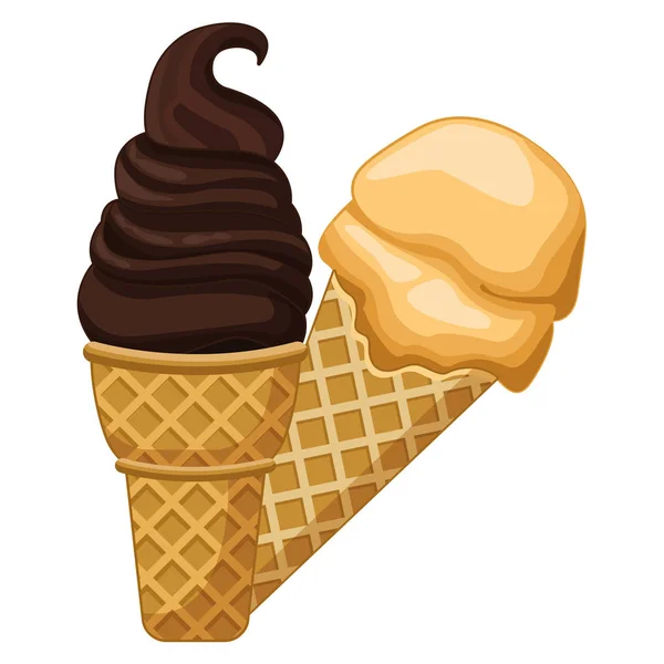 Delicios Ice Cream Cone Sundae och scoop — Stock vektor