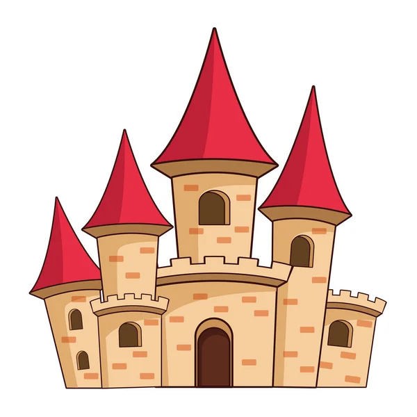 Gran castillo medieval icono de dibujos animados — Vector de stock