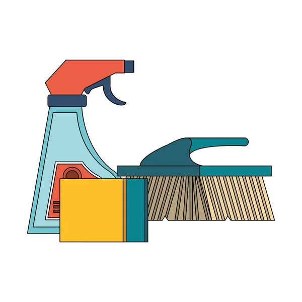 Zestaw urządzeń i produktów czyszczących — Wektor stockowy