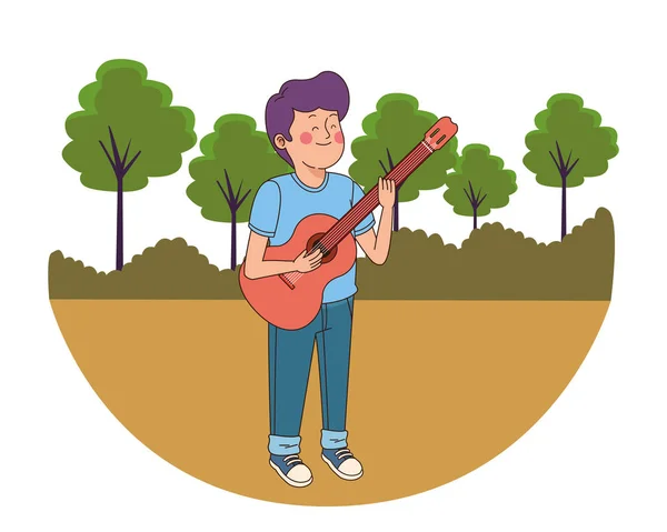 Tonåring pojke spela gitarr — Stock vektor
