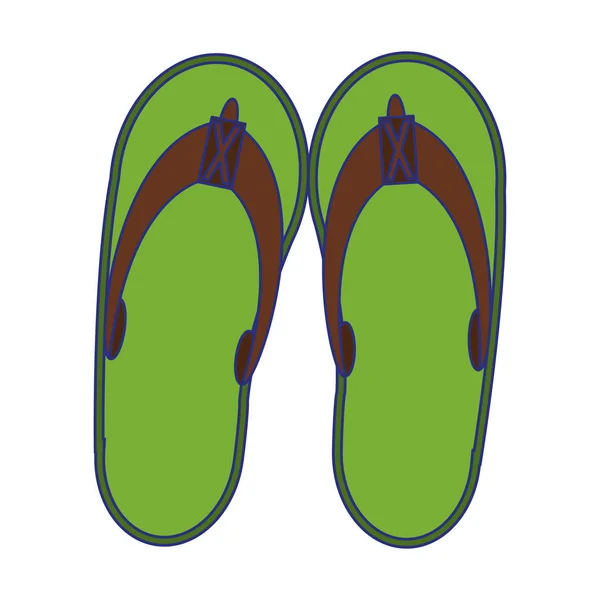 Sepatu sandal flip flops kartun terisolasi - Stok Vektor