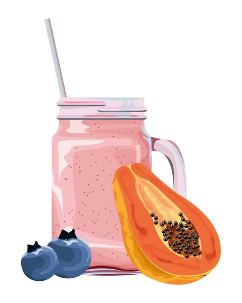 Fruits tropicaux et boisson smoothie — Image vectorielle