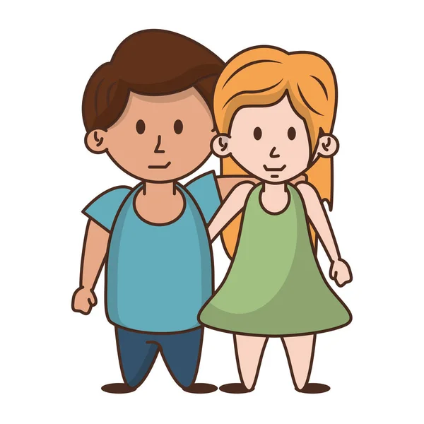 Kids in love cartoon — Stock Vector