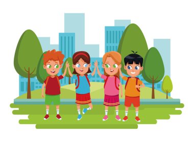 çocukluk sevimli okul öğrencileri karikatür