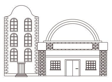 Kentsel binalar ve şehir mimarisi siyah beyaz